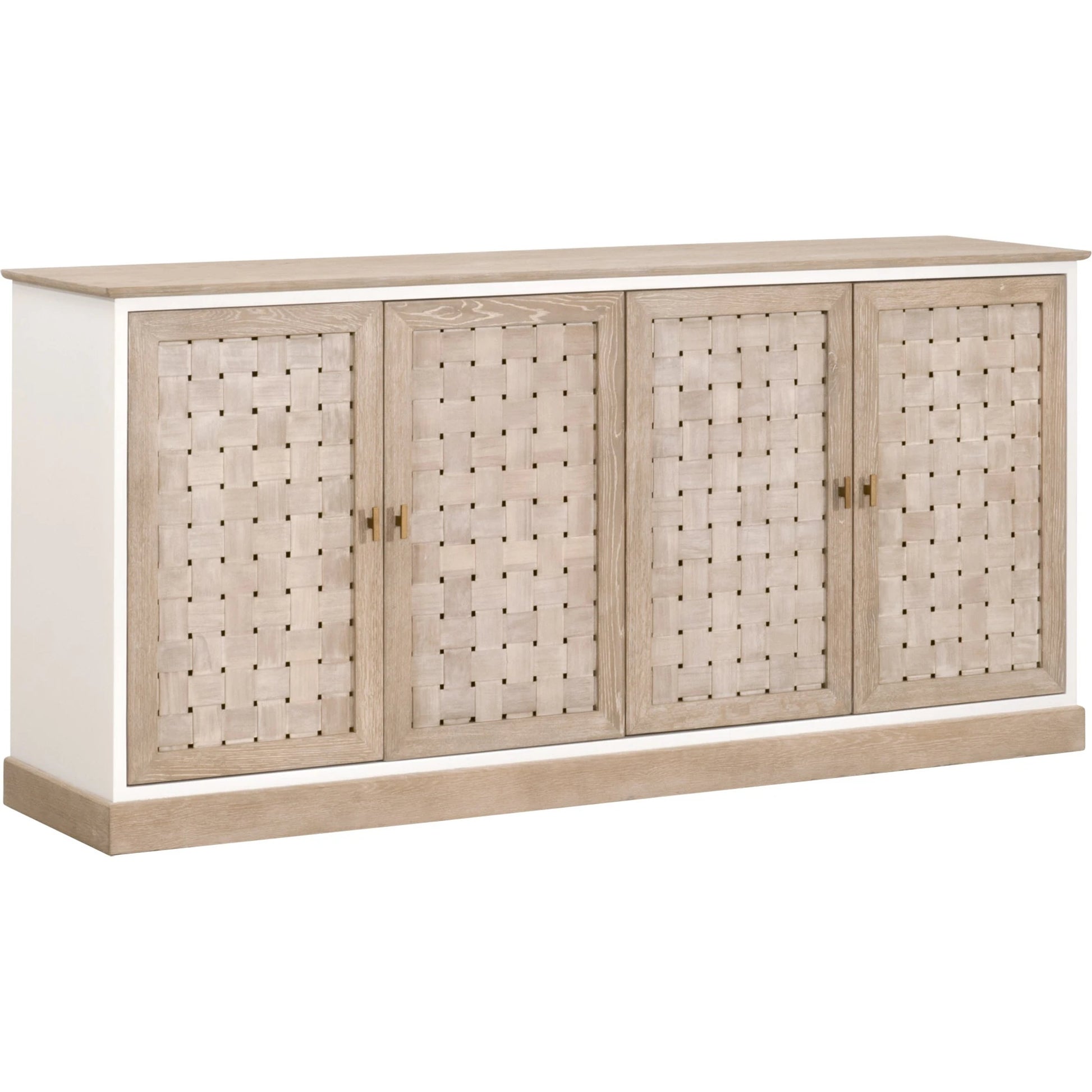Weave Media Sideboard by Essentials For Living in smoke gray oak, white painted oak. Made from solid oak wood, mdf, plywood in a cottage & farmhouse style.