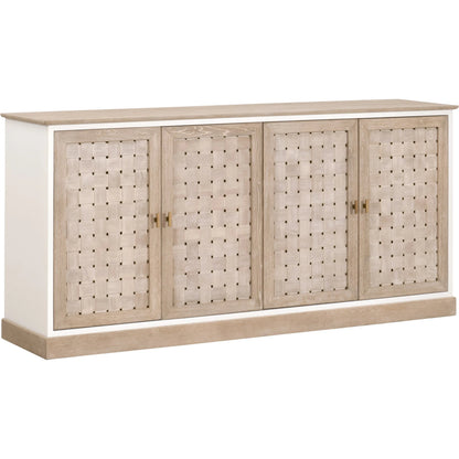Weave Media Sideboard by Essentials For Living in smoke gray oak, white painted oak. Made from solid oak wood, mdf, plywood in a cottage & farmhouse style.