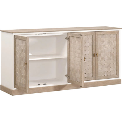 Weave Media Sideboard by Essentials For Living in smoke gray oak, white painted oak. Made from solid oak wood, mdf, plywood in a cottage & farmhouse style.