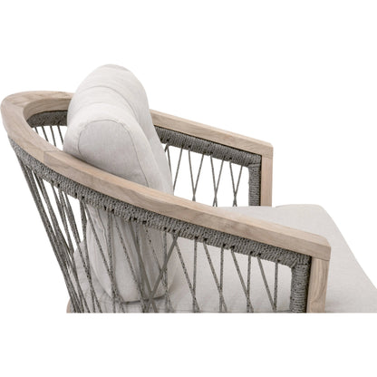 Web Club Chair by Essentials For Living in gray, taupe, white, pumice. Made from solid teak, aluminum, 100% olefin rope, 100% olefin fabric in a coastal style.