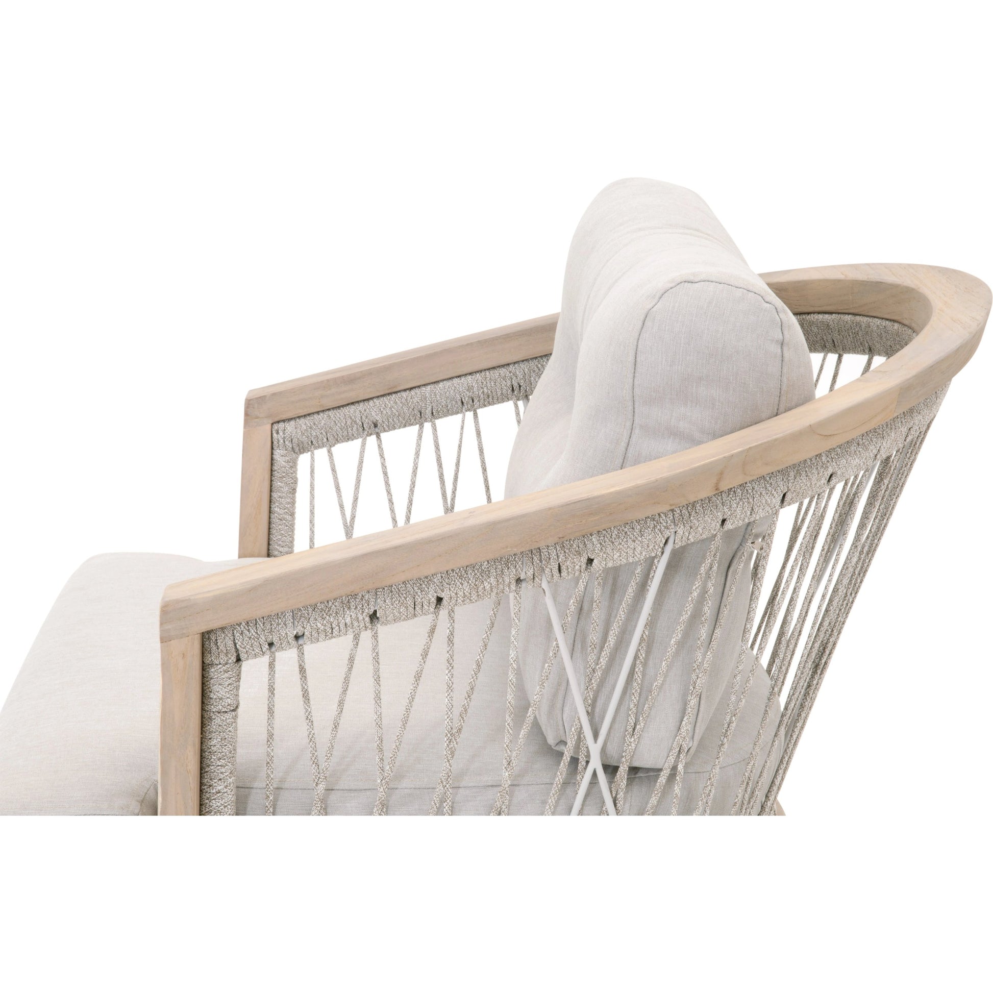 Web Club Chair by Essentials For Living in gray, taupe, white, pumice. Made from solid teak, aluminum, 100% olefin rope, 100% olefin fabric in a coastal style.