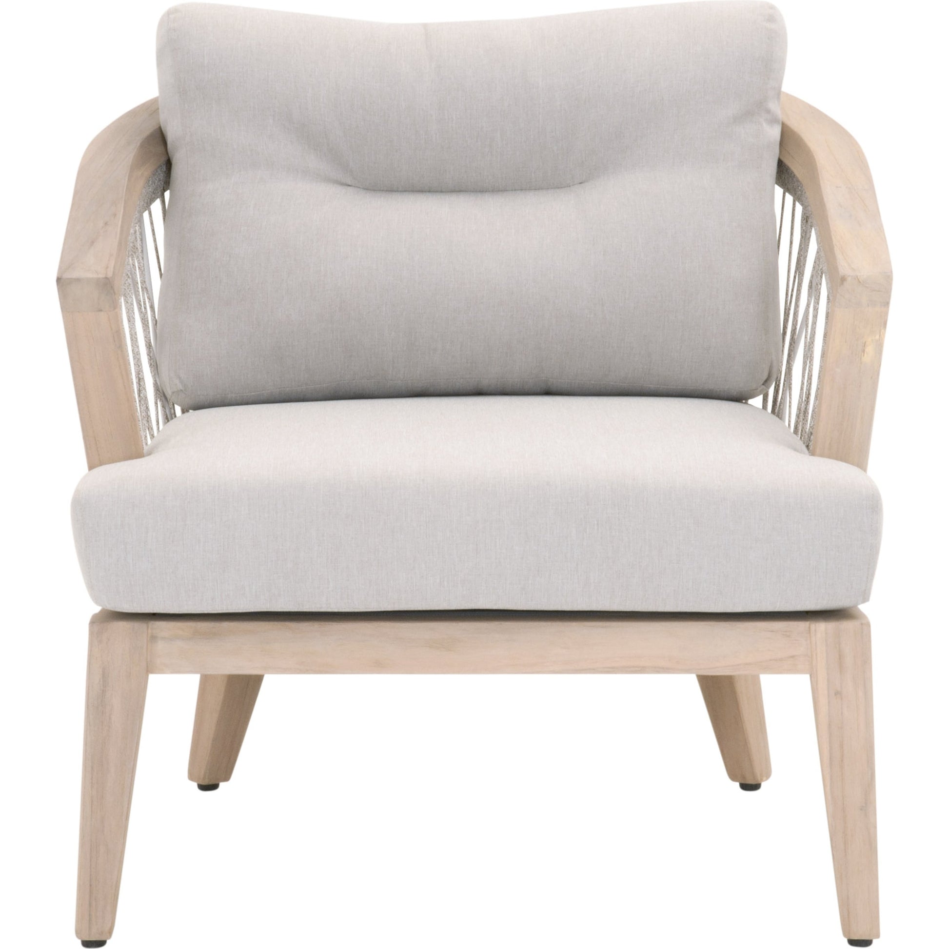 Web Club Chair by Essentials For Living in gray, taupe, white, pumice. Made from solid teak, aluminum, 100% olefin rope, 100% olefin fabric in a coastal style.