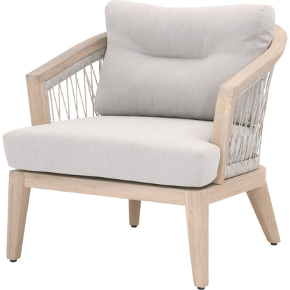 Web Club Chair by Essentials For Living in gray, taupe, white, pumice. Made from solid teak, aluminum, 100% olefin rope, 100% olefin fabric in a coastal style.
