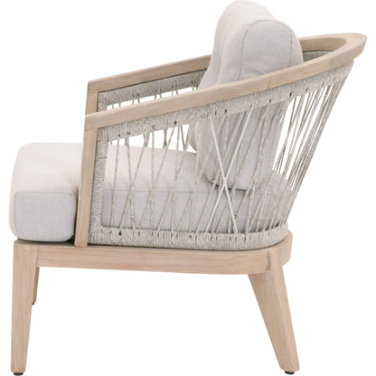 Web Club Chair by Essentials For Living in gray, taupe, white, pumice. Made from solid teak, aluminum, 100% olefin rope, 100% olefin fabric in a coastal style.