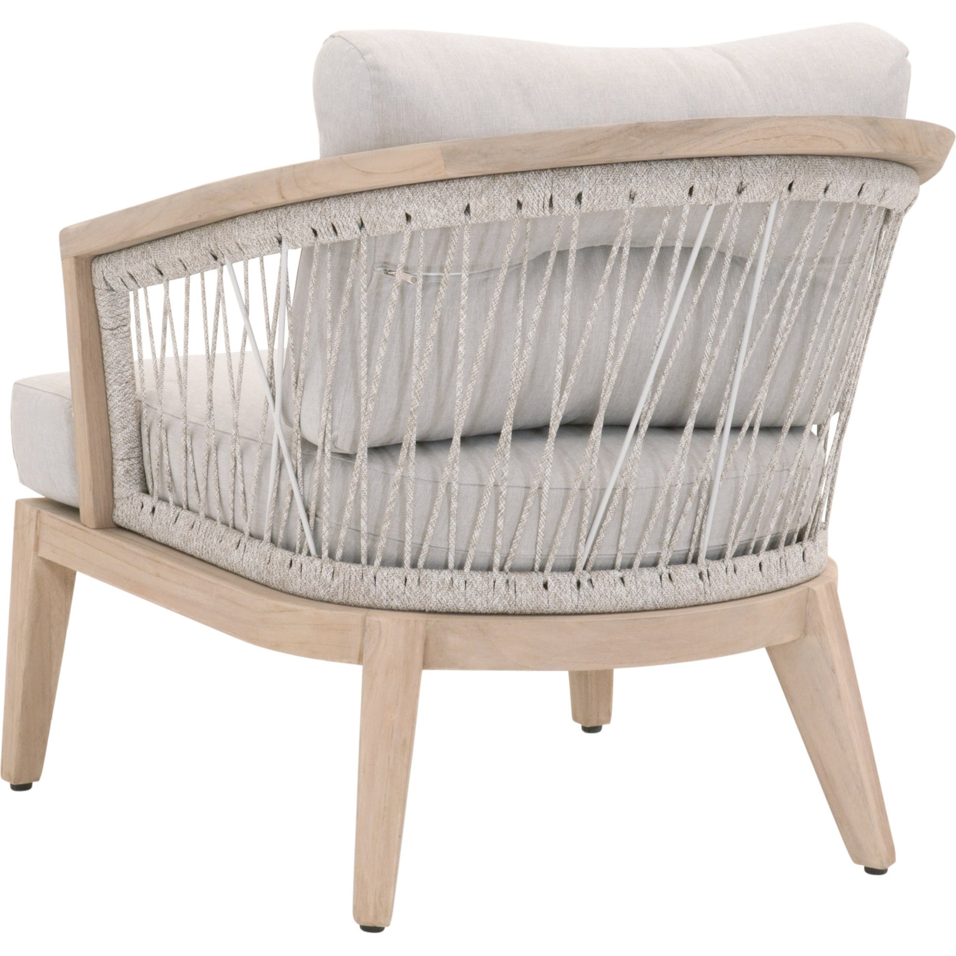 Web Club Chair by Essentials For Living in gray, taupe, white, pumice. Made from solid teak, aluminum, 100% olefin rope, 100% olefin fabric in a coastal style.
