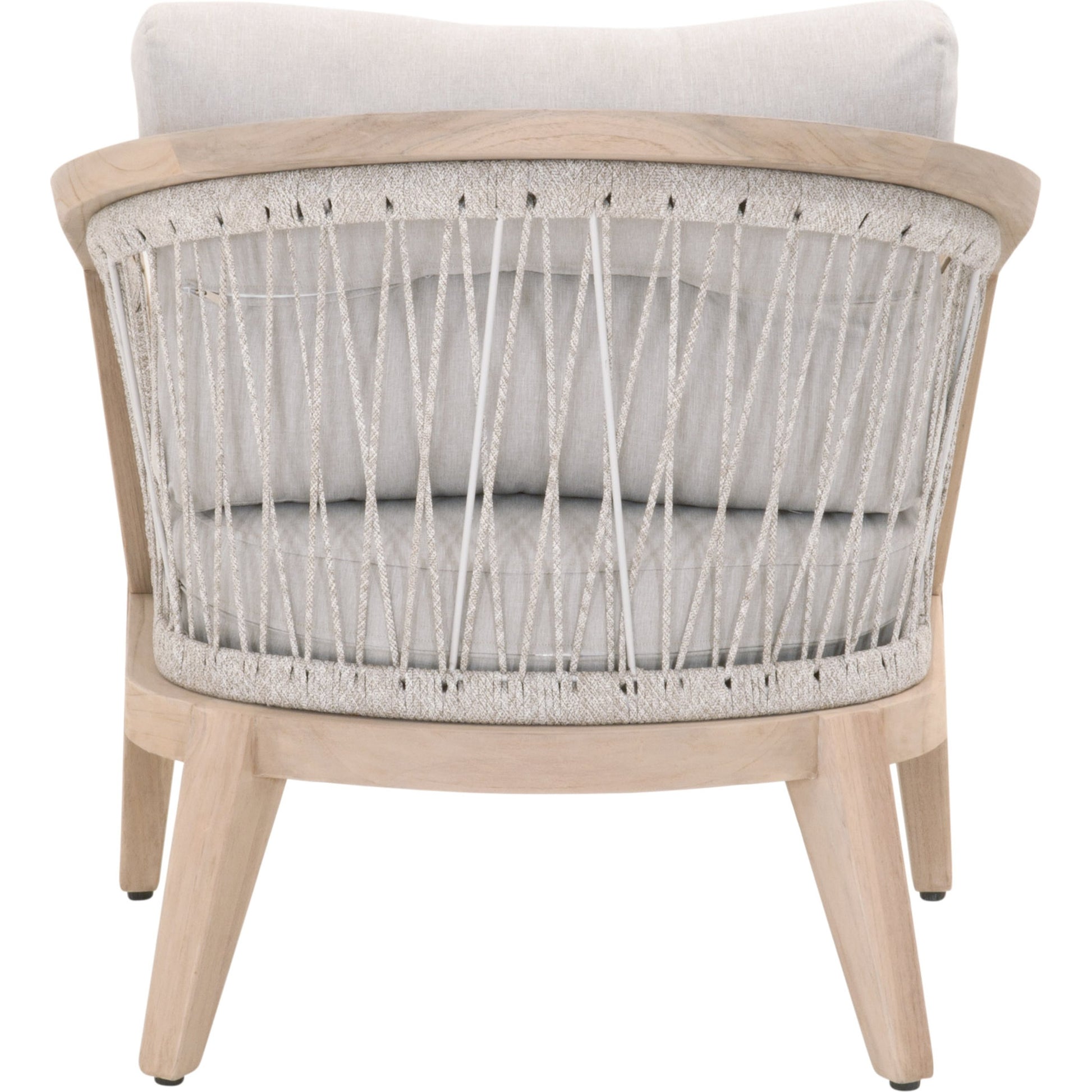 Web Club Chair by Essentials For Living in gray, taupe, white, pumice. Made from solid teak, aluminum, 100% olefin rope, 100% olefin fabric in a coastal style.