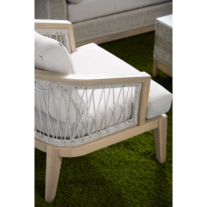 Web Club Chair by Essentials For Living in gray, taupe, white, pumice. Made from solid teak, aluminum, 100% olefin rope, 100% olefin fabric in a coastal style.