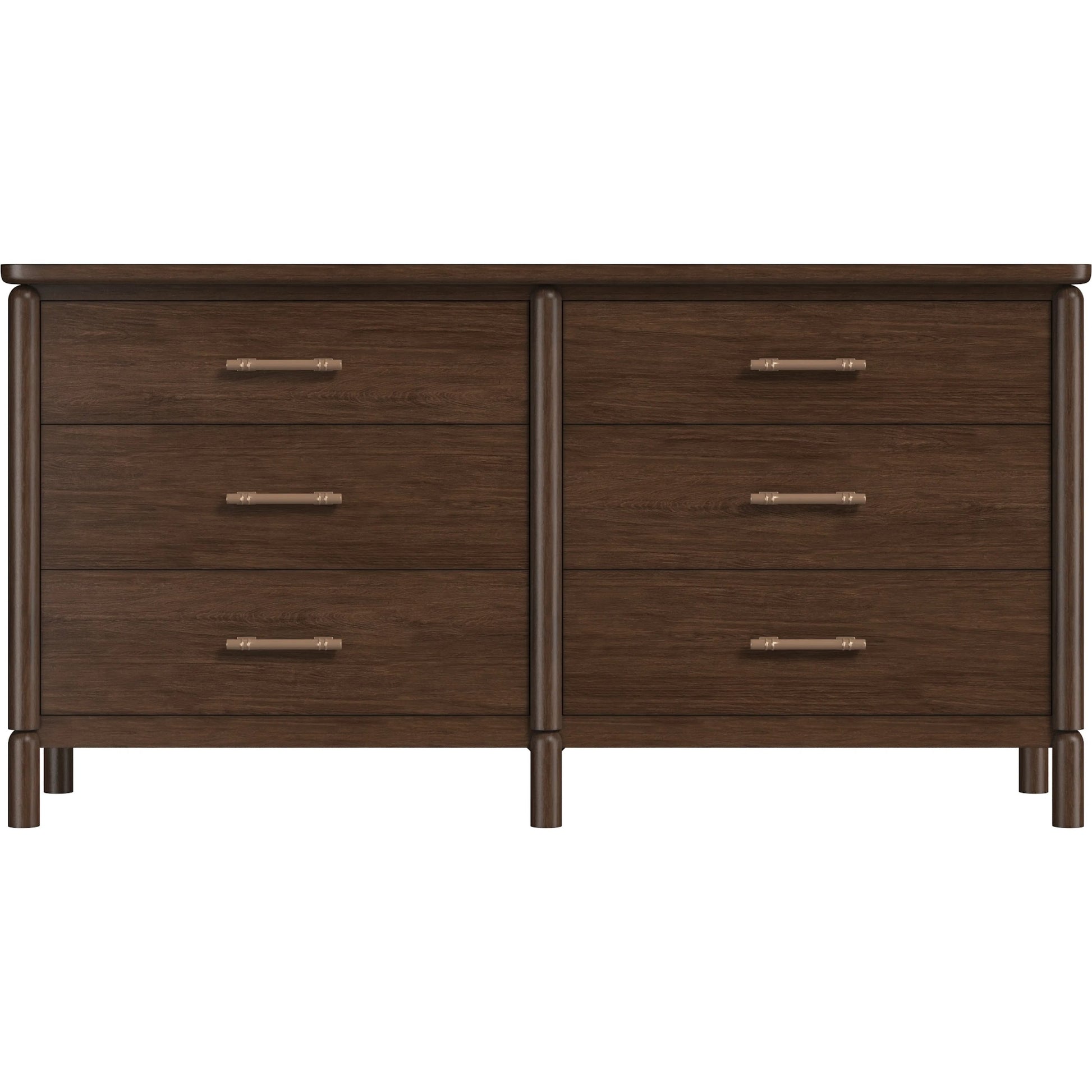 Verge Dresser by A.R.T. Furniture in handcrated walnut. Made from poplar solids, flat cut walnut veneers in a traditional style.