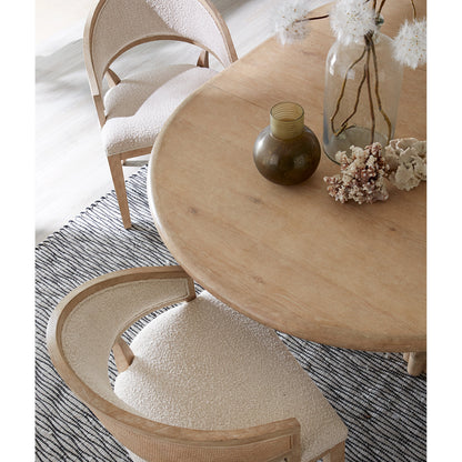 Retreat Pole Rattan Round Dining Table by Hooker Furniture. Made from oak veneers, rope, solid-wood edged top in a cottage & farmhouse style.