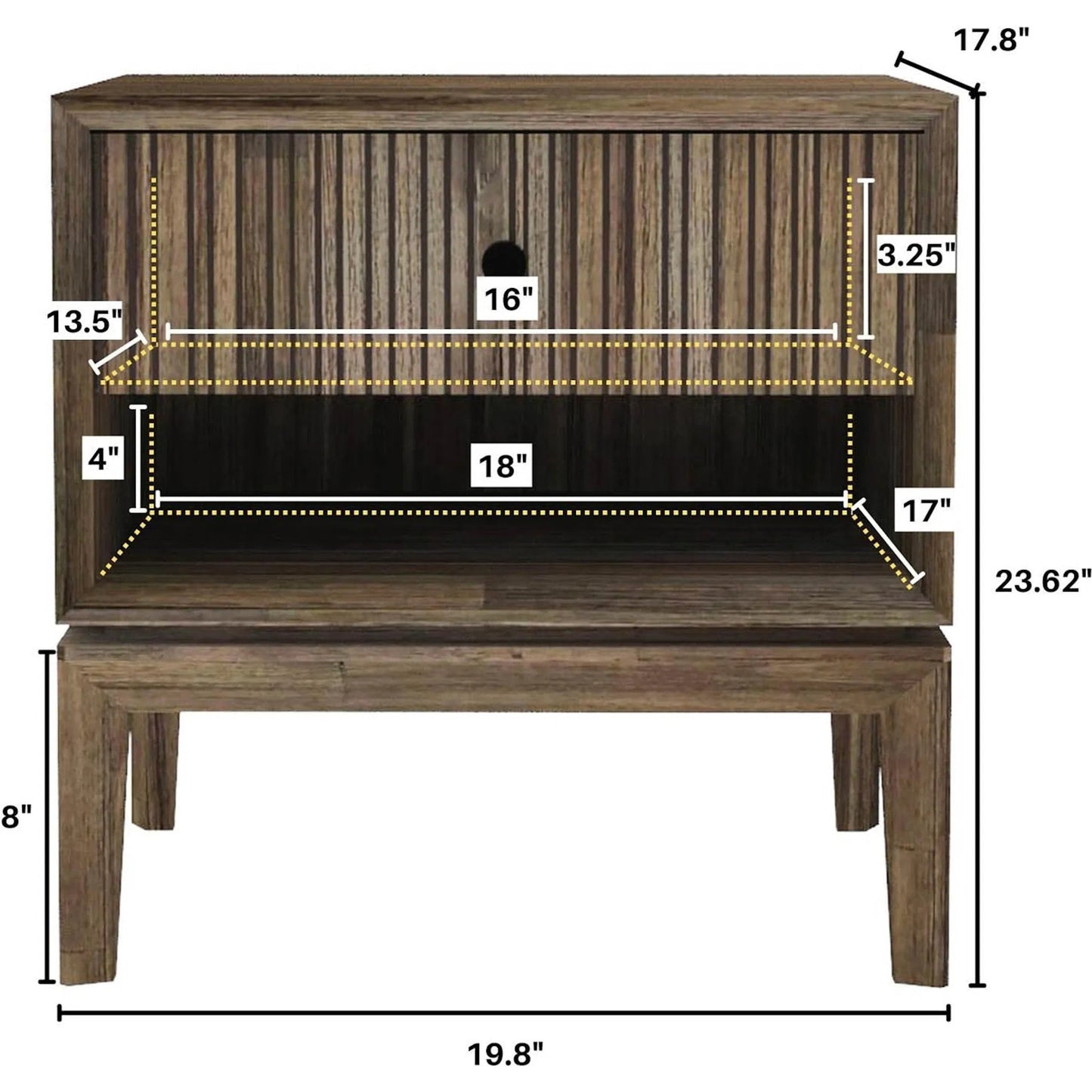 002 SI-2004455 | Additional Silo | West Nightstand by LH Imports in brown and chestnut. Made from solid acacia, mdf acacia veneer, plywood in a modern style.
