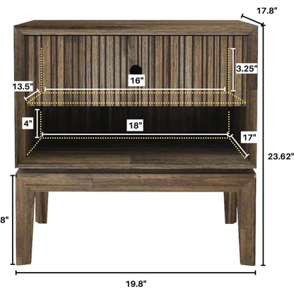 West Nightstand by LH Imports in brown and chestnut. Made from solid acacia, mdf acacia veneer, plywood in a modern style.