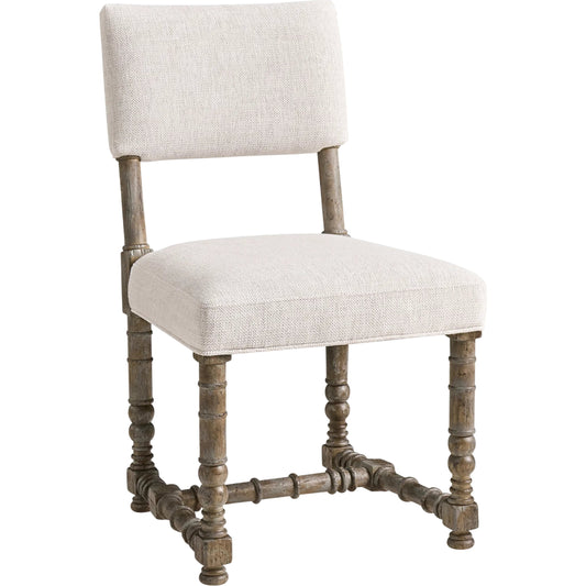 Caldera Upholstered Side Chair (Set of 2) by Jonathan Charles in dark spain painted walnut. Made from main acacia in a unique style.
