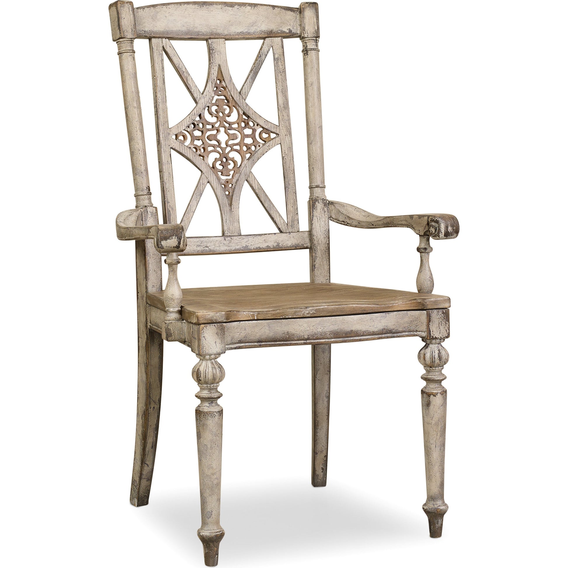 Chatelet Fretback Arm Chair (Set of 2) by Hooker Furniture in caramel froth, paris vintage. Made from hardwoods in a traditional style.