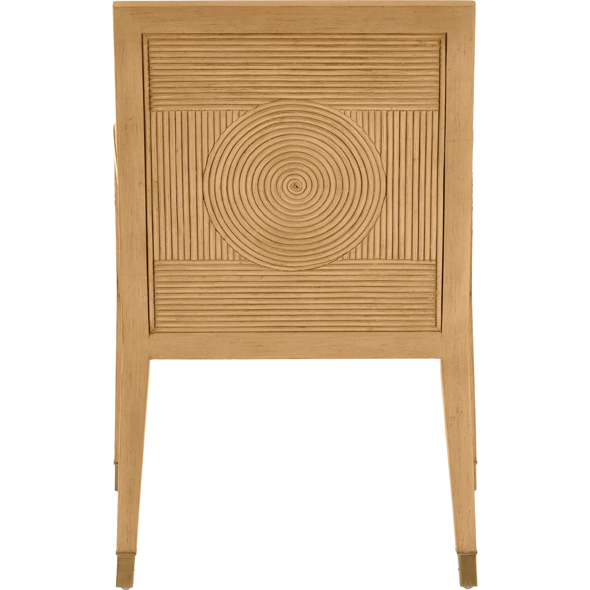Santos Armchair by Currey and Company. Made from mahogany, rattan, brass in a modern style.