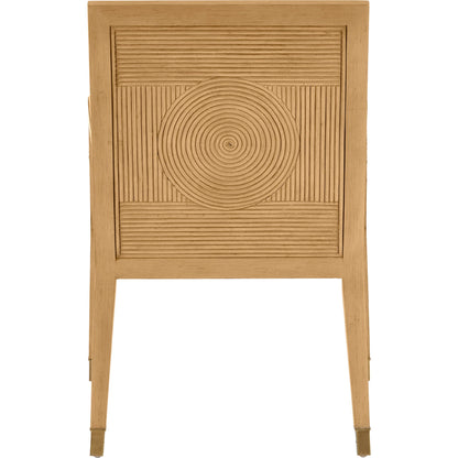 Santos Armchair by Currey and Company. Made from mahogany, rattan, brass in a modern style.