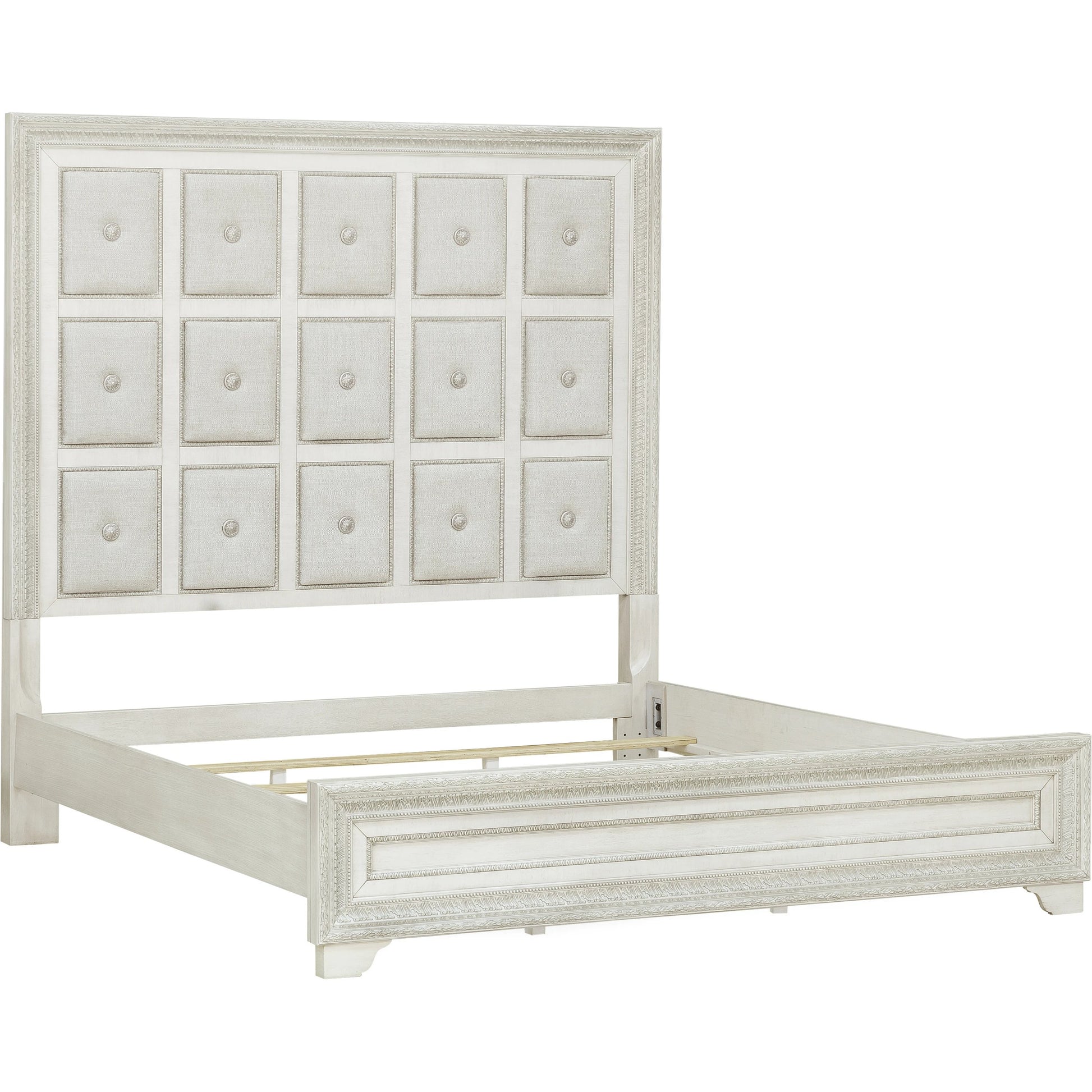 Camila Bed by Pulaski Furniture in semi-transparent creamy white. Made from ash veneers in a modern style.