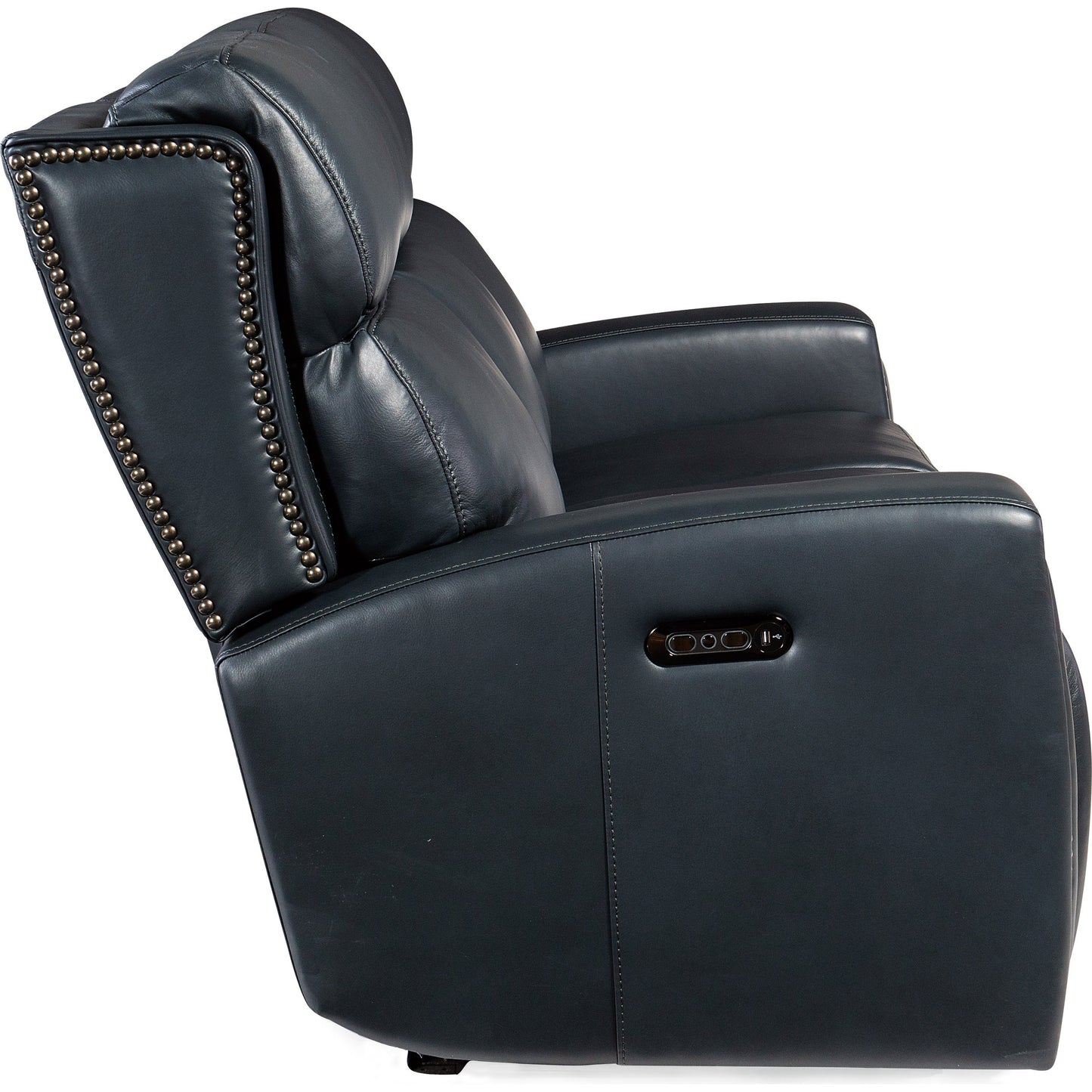 004 SI-1873201 | Additional Silo | Ruthe Zerog Power Sofa by Hooker Furniture in salvo denim. Made from leather in a traditional style.