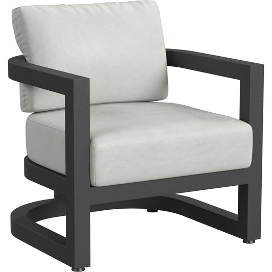 Malibu Outdoor Club Chair by Sunset West in black. Made from aluminum in a modern style.