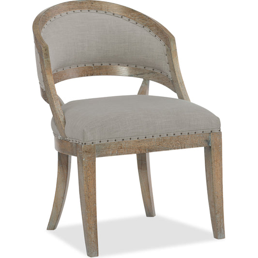 Garnier Chair (Set of 2) by Hooker Furniture in grey and light brown, soft gray. Made from fabric in a traditional style.