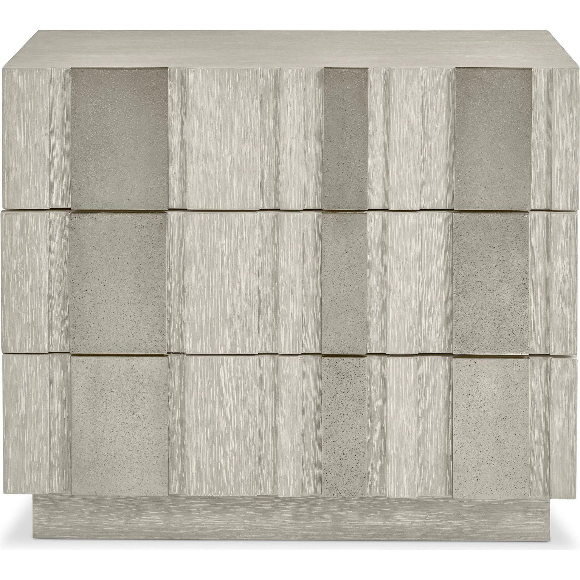 Tempo 3 Drawer Nightstand by Bernhardt in beige. Made from wood, metal in a unique style.