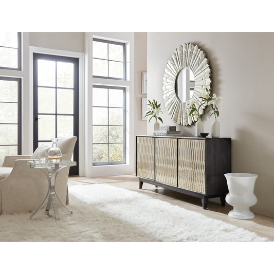 Shimmer Credenza by Hooker Furniture in charcoal. Made from mango solids with german silver foil in a modern style.