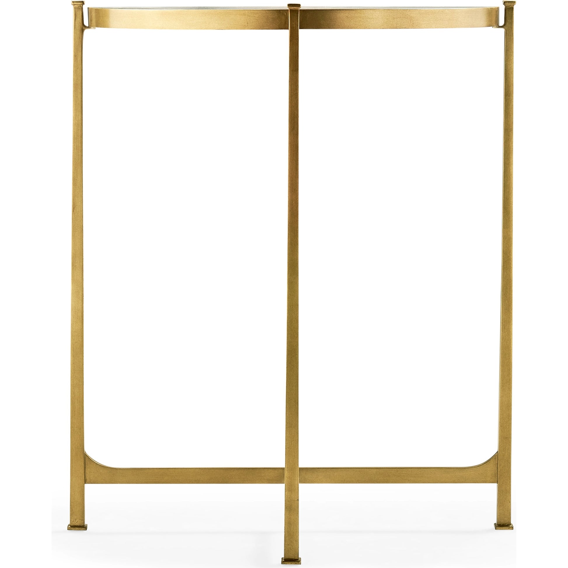 Luxe Large Half Moon Console Table by Jonathan Charles in gold and gilded iron. Made from iron in a transitional style.