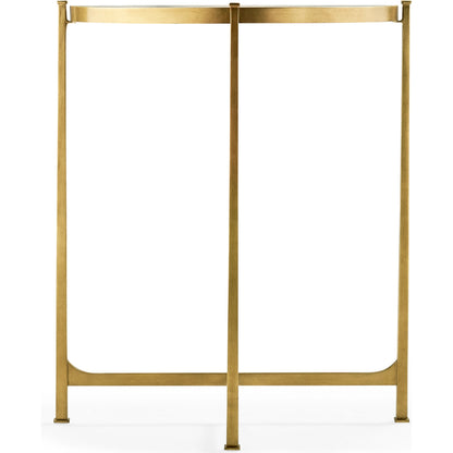 Luxe Large Half Moon Console Table by Jonathan Charles in gold and gilded iron. Made from iron in a transitional style.