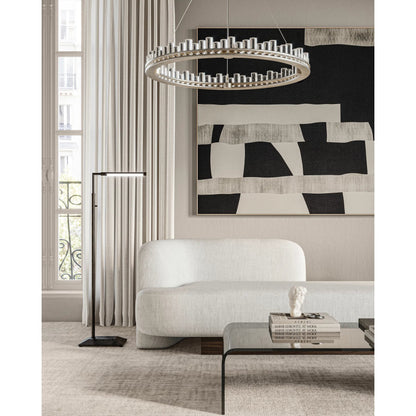 Pleiades Chandelier by Currey and Company in contemporary silver leaf, contemporary silver, clear. Made from wrought iron, seeded crystal in a modern style.
