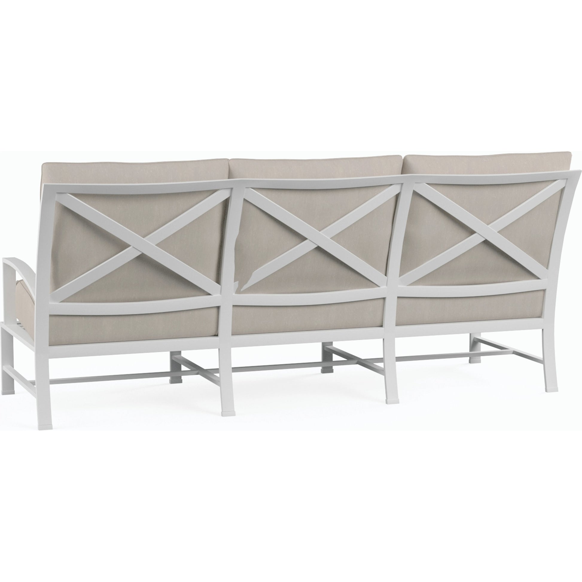 Bristol Outdoor Sofa in Canvas Flax w/ Self Welt by Sunset West in white. Made from aluminum in a modern style.