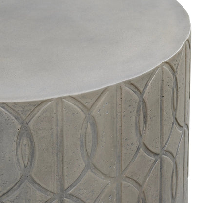 Trellis Outdoor End Table by Sunset West in gray. Made from glass fiber reinforced concrete in a modern style.