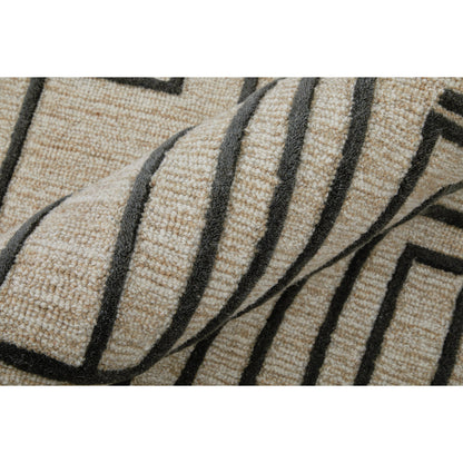Gansett Geometric Rug - T25T8011 by Thom Felicia by Feizy Rugs in tan, brown. Made from wool in a unique style.