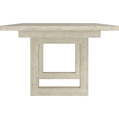 Cotiere Extension Dining Table by A.R.T. Furniture in linen. Made from parawood solids, mixed split cathedral, quarter white oak veneers, fabric in a transitional style.