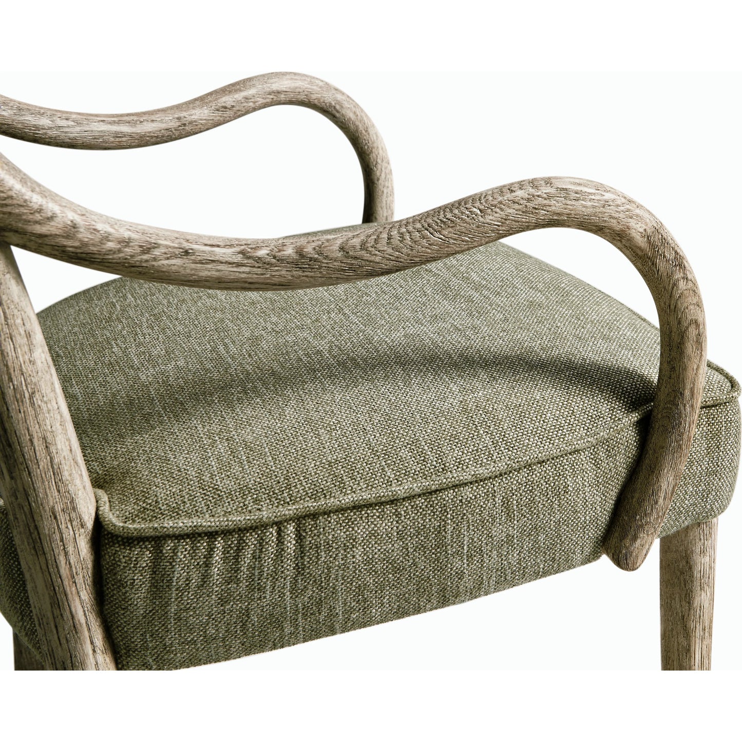 005 SI-2186346 | Closeup | Ampney Arm Chair (Set of 2) by Jonathan Charles in light brown and washed grey oak. Made from oak, foam, fabric in a traditional style.