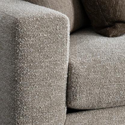 Drew Fabric Sofa by Bernhardt in beige. Made from polyfoam core, virgin polyester fibers, waterfowl feathers, waterfowl down in a transitional style.