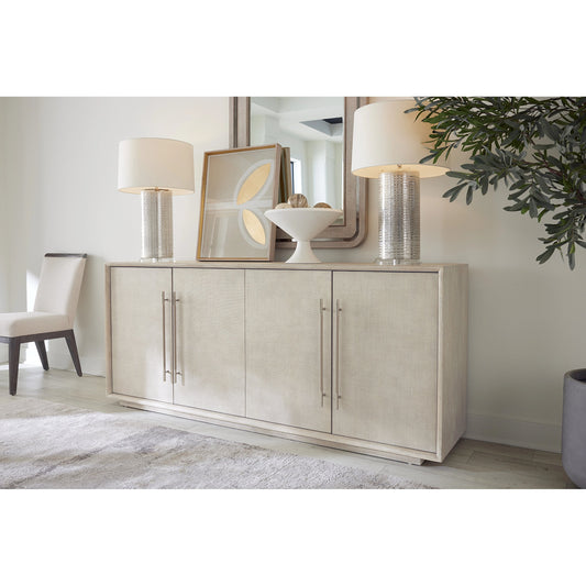 Modern Mood Entertainment Console by Hooker Furniture. Made from oak veneers, raffia in a modern style.