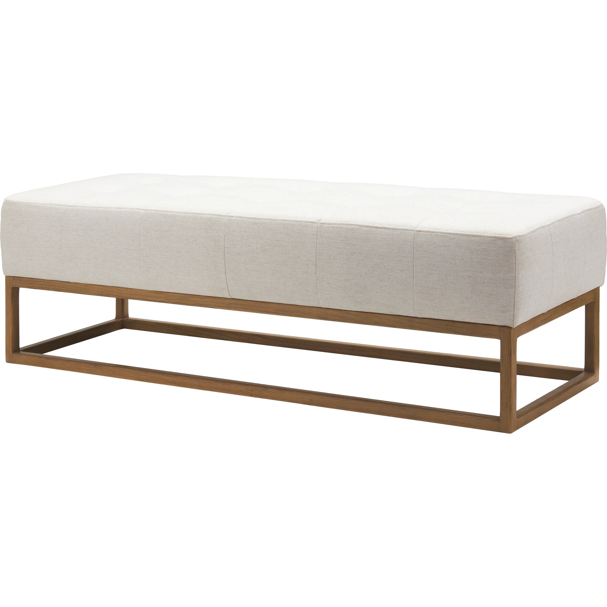 Willis Bench by Surya in light beige, brown. Made from polyester, linen, ash wood, plywood, hollow fill fiber, dacron in a transitional style.