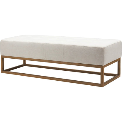 Willis Bench by Surya in light beige, brown. Made from polyester, linen, ash wood, plywood, hollow fill fiber, dacron in a transitional style.