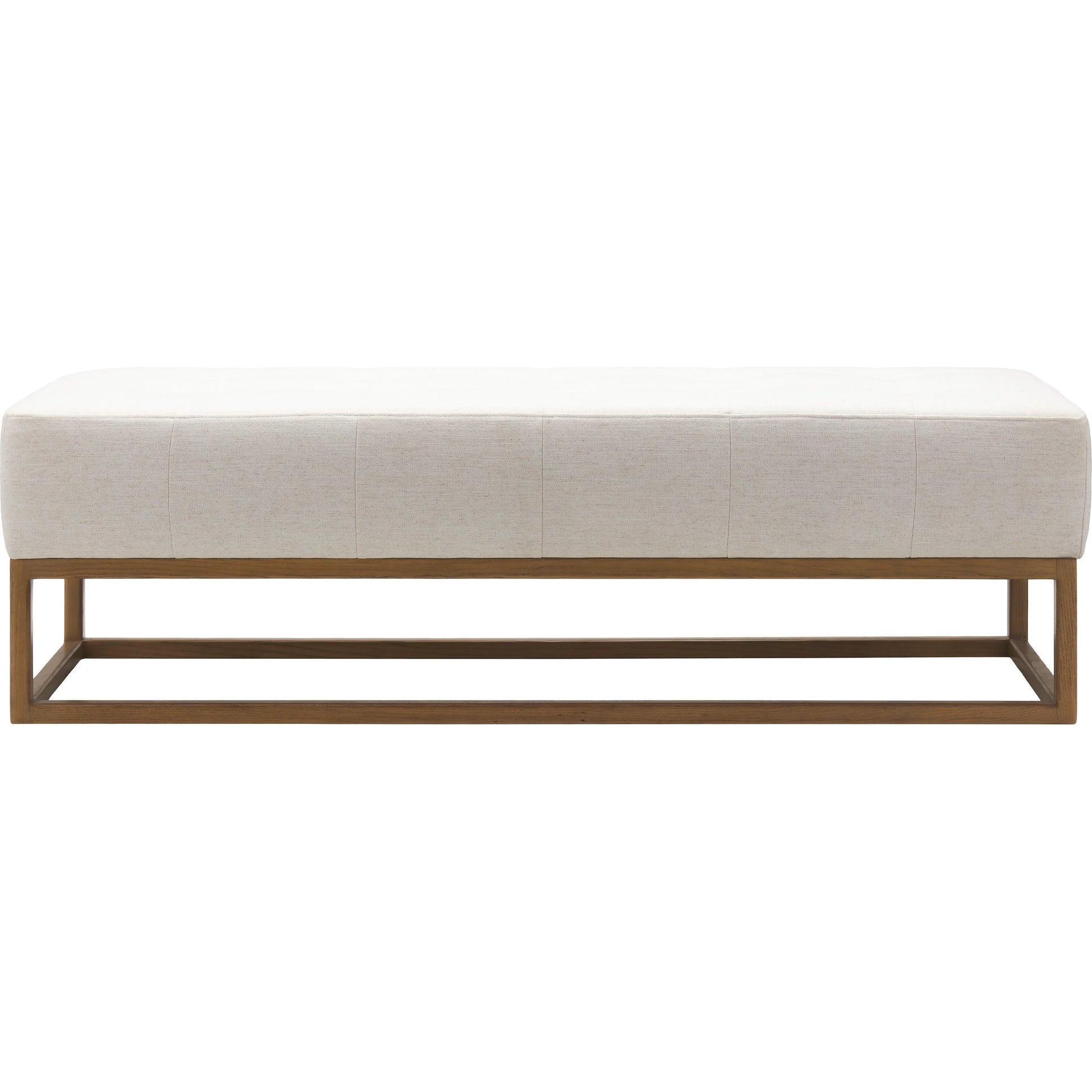 Willis Bench by Surya in light beige, brown. Made from polyester, linen, ash wood, plywood, hollow fill fiber, dacron in a transitional style.