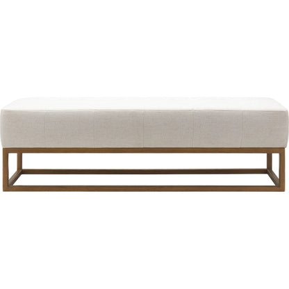 Willis Bench by Surya in light beige, brown. Made from polyester, linen, ash wood, plywood, hollow fill fiber, dacron in a transitional style.