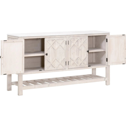 Willow Sideboard by Essentials For Living in white wash pine, white quartz. Made from solid pine wood, solid quartz in a modern style.