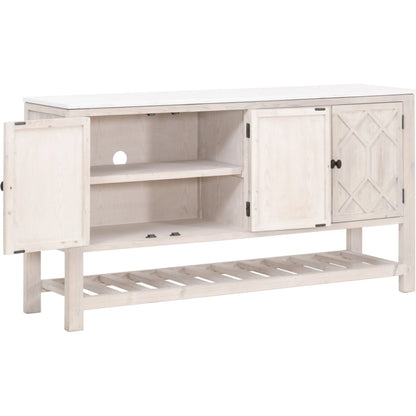 Willow Sideboard by Essentials For Living in white wash pine, white quartz. Made from solid pine wood, solid quartz in a modern style.