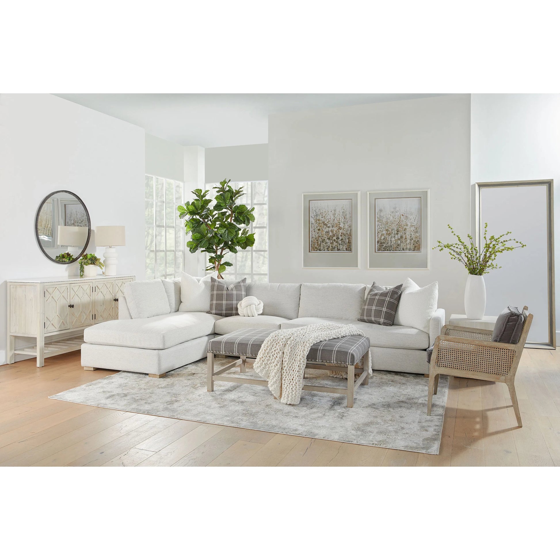 Willow Sideboard by Essentials For Living in white wash pine, white quartz. Made from solid pine wood, solid quartz in a modern style.