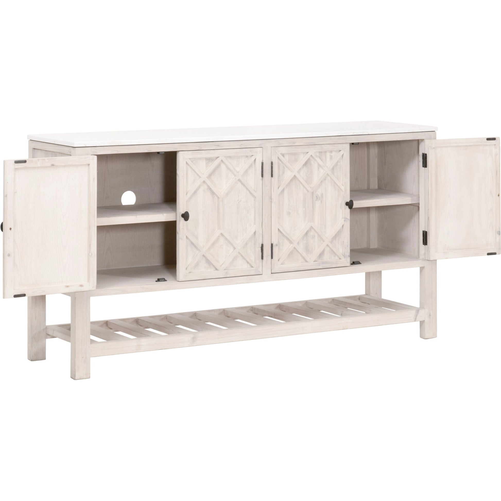 Willow Sideboard by Essentials For Living in white wash pine, white quartz. Made from solid pine wood, solid quartz in a modern style.