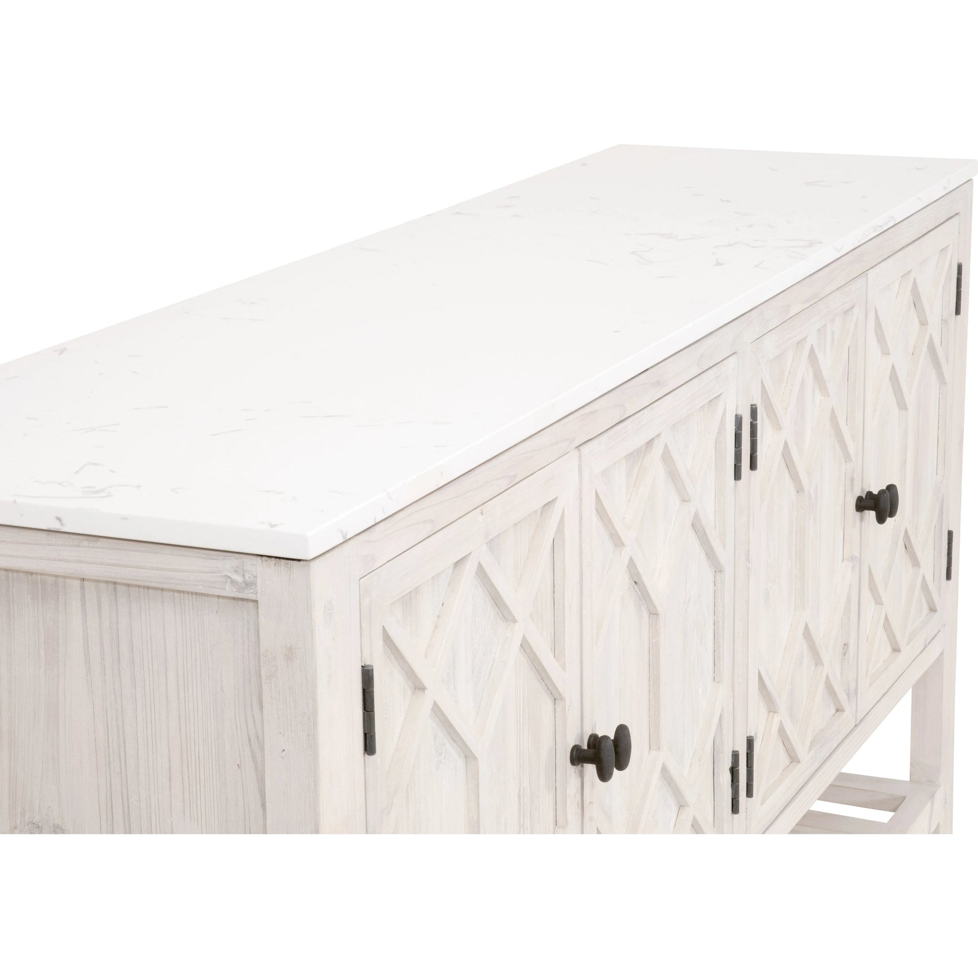 Willow Sideboard by Essentials For Living in white wash pine, white quartz. Made from solid pine wood, solid quartz in a modern style.
