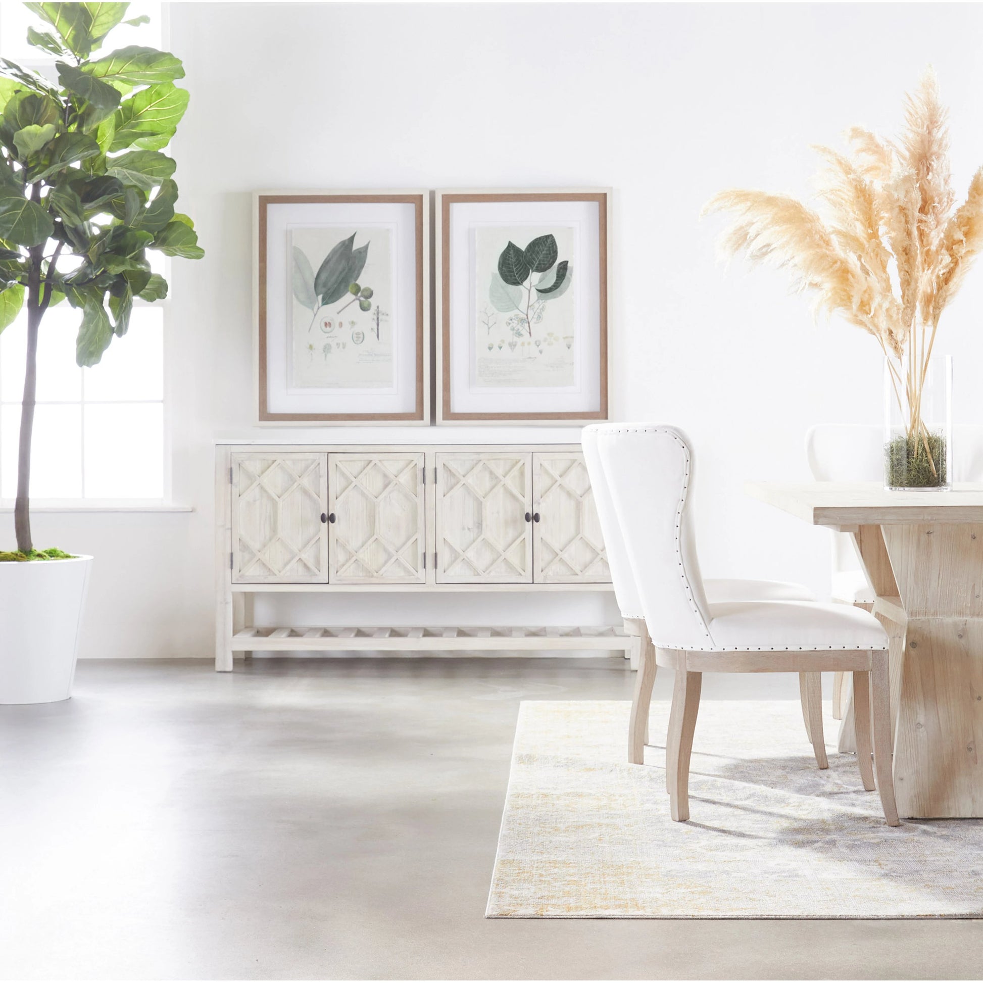 Willow Sideboard by Essentials For Living in white wash pine, white quartz. Made from solid pine wood, solid quartz in a modern style.