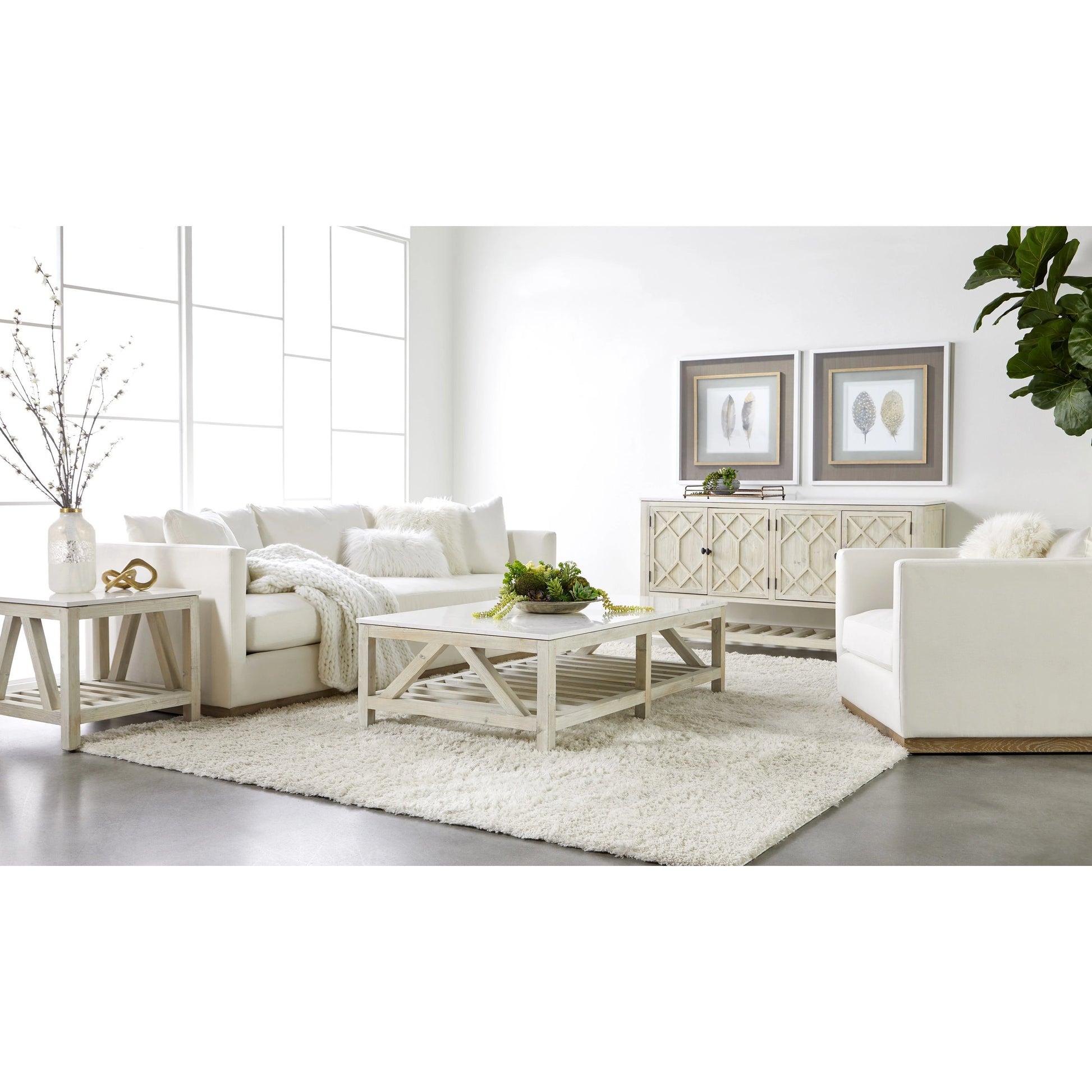Willow Sideboard by Essentials For Living in white wash pine, white quartz. Made from solid pine wood, solid quartz in a modern style.