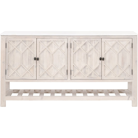 Willow Sideboard by Essentials For Living in white wash pine, white quartz. Made from solid pine wood, solid quartz in a modern style.