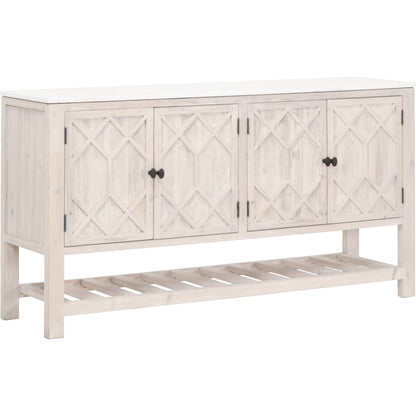 Willow Sideboard by Essentials For Living in white wash pine, white quartz. Made from solid pine wood, solid quartz in a modern style.