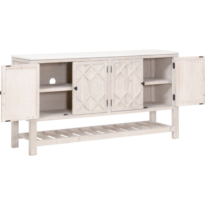 Willow Sideboard by Essentials For Living in white wash pine, white quartz. Made from solid pine wood, solid quartz in a modern style.