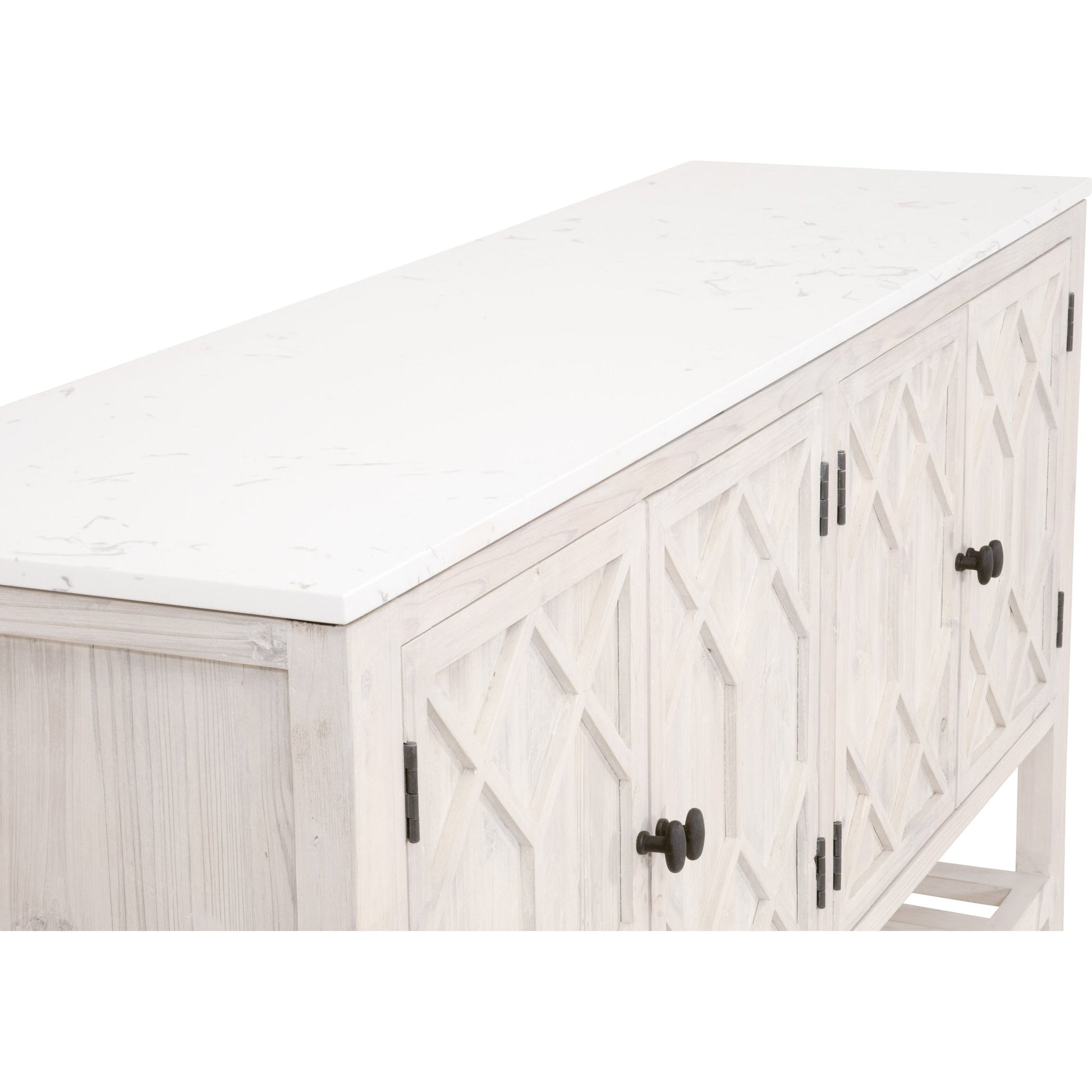 Willow Sideboard by Essentials For Living in white wash pine, white quartz. Made from solid pine wood, solid quartz in a modern style.